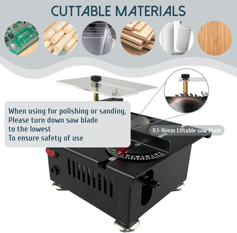 AVIF Mini Table Saw for Crafts,Small Table Saw,Multi-Functional Desk Saws,7 Speed Control,Miniature Saws-Adjustable Blade Height,Cutting, Grinding and Polishing All In One(Simplicity) - Image 4